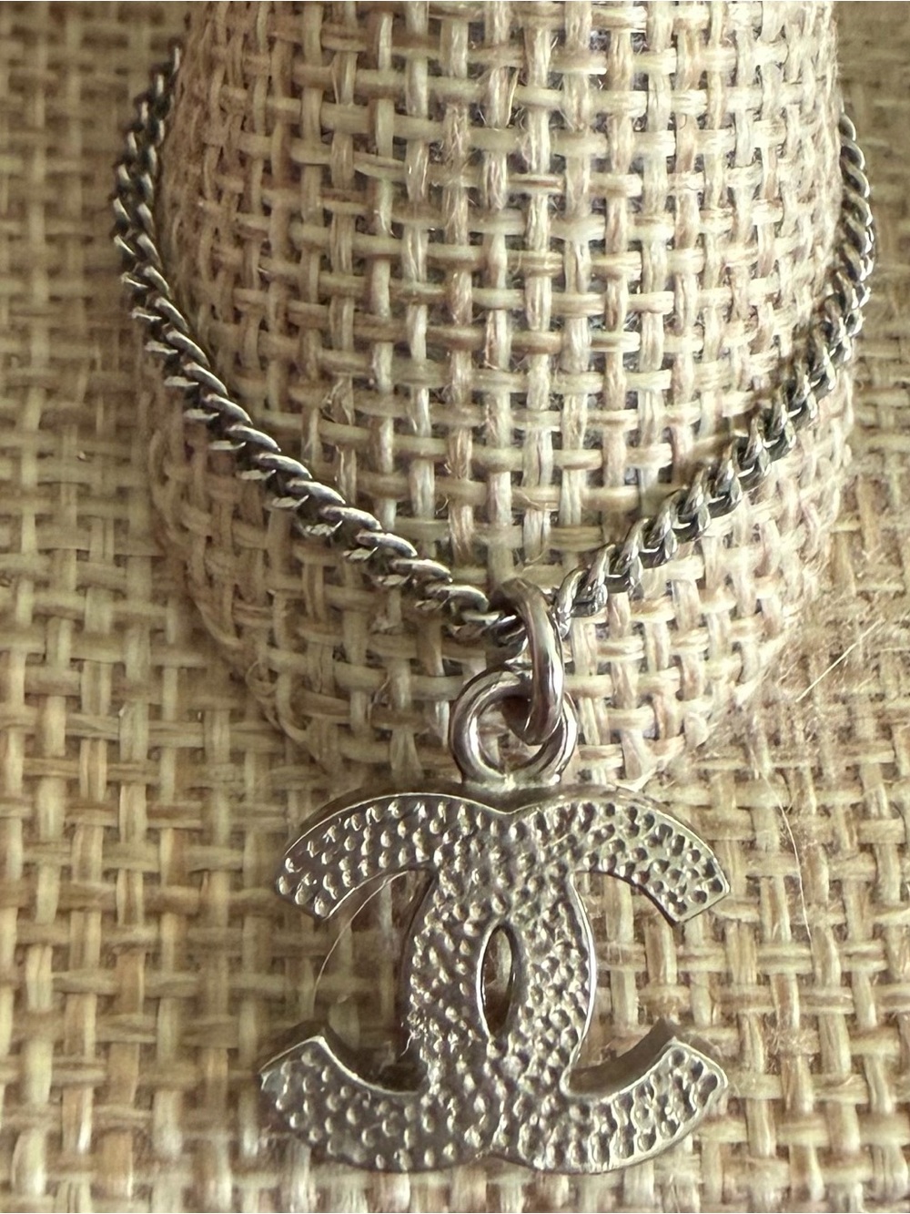 CHANEL Silver Crystal CC Logo Pendant Necklace - Picture 4 of 6